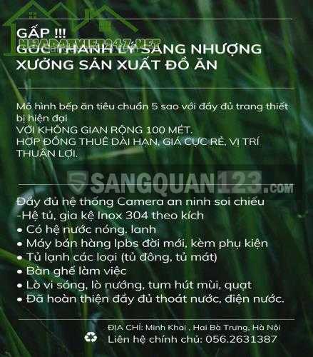 GÓC THANH LÝ SANG NHƯỢNG XƯỞNG SẢN XUẤT ĐỒ ĂN